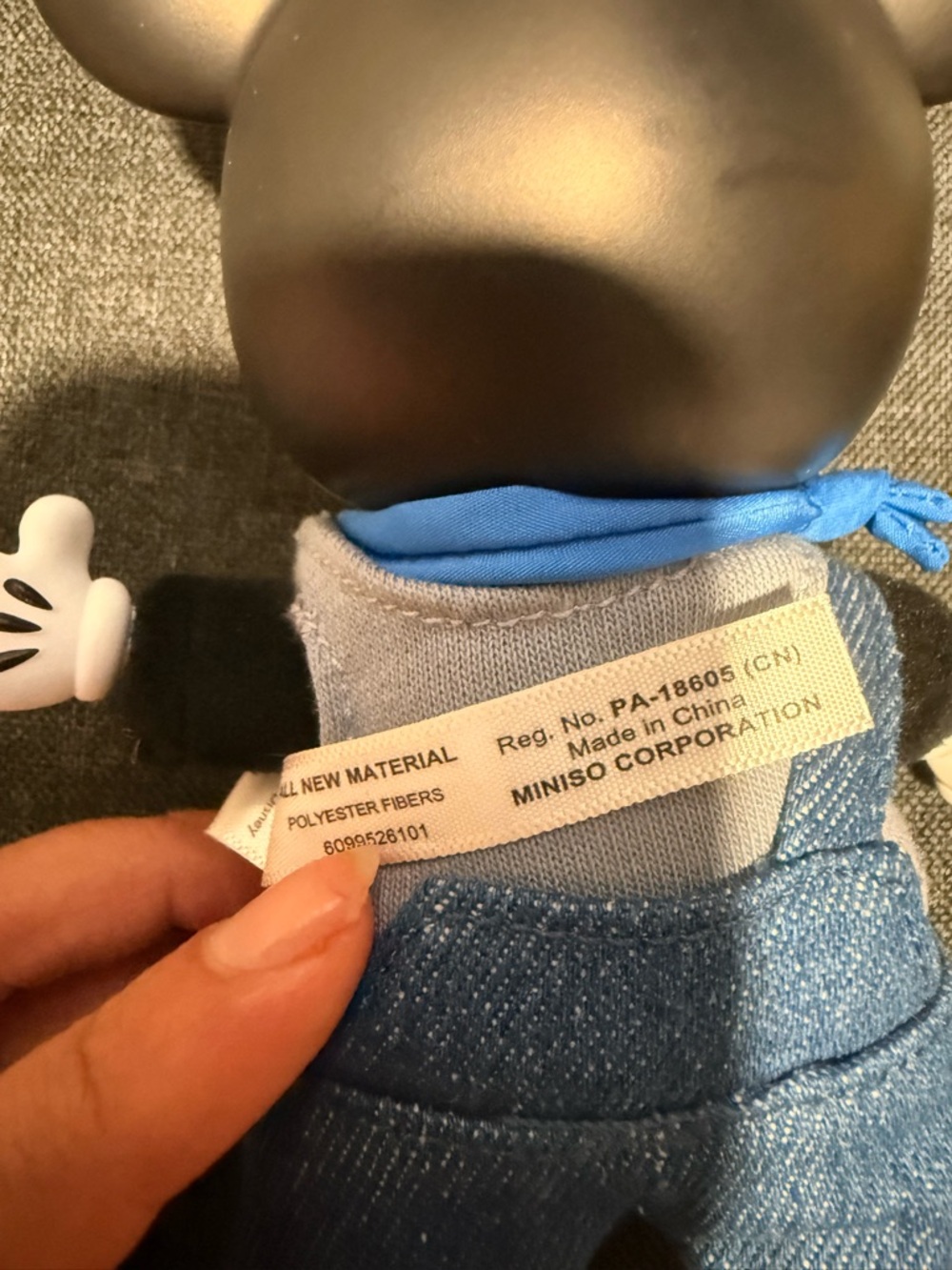 Disney Mickey Mouse Plush Keychain in Black, Beige, Blue - Picture 6 of 6